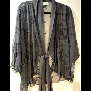 Sheer Black Beaded Shrug